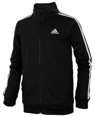 Shop Adidas Originals Little Boys Zip Front Iconic Tricot Jacket In Black