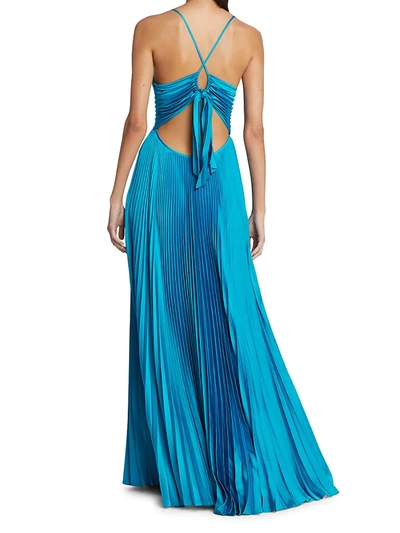 Shop A.l.c Aries Pleated Gown In Cerulean
