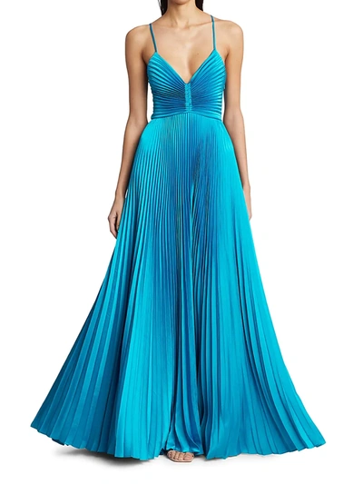 Shop A.l.c Aries Pleated Gown In Cerulean