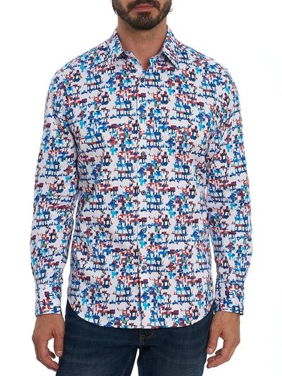 Shop Robert Graham Diamond Regular-fit Printed Sport Shirt In Neutral