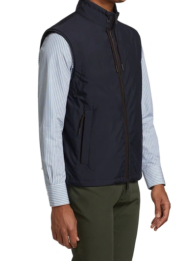 Shop Ermenegildo Zegna Full-zip Nylon Vest In Navy Solid