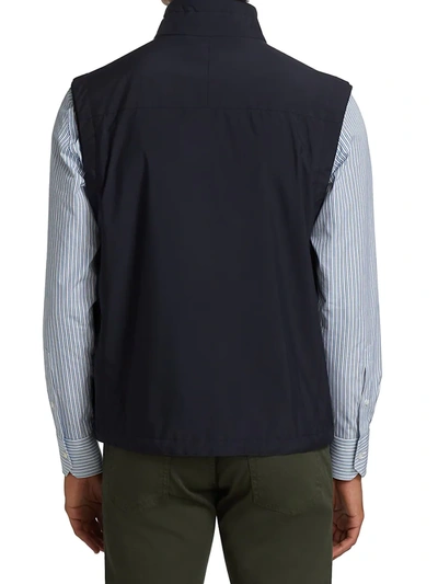 Shop Ermenegildo Zegna Full-zip Nylon Vest In Navy Solid