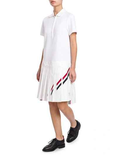Shop Thom Browne Women's Drop-waist Polo Dress In White