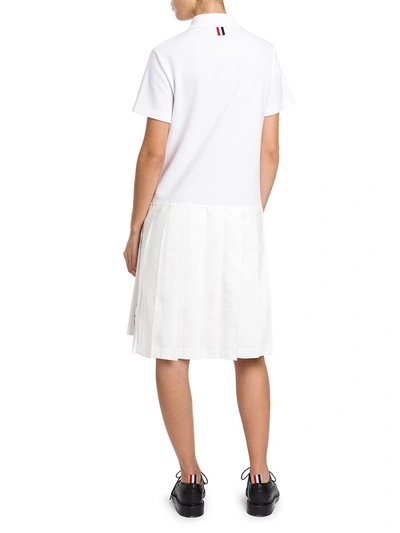 Shop Thom Browne Women's Drop-waist Polo Dress In White