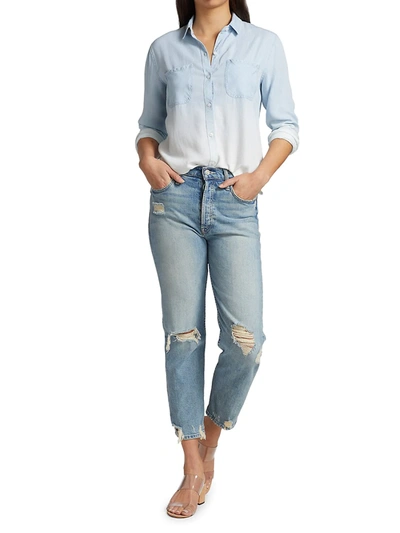 Shop Rails Carter Dip-dye Denim Shirt In Light Blue Wash