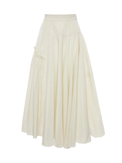 Shop Alexander Mcqueen Women's Gathered Asymmetric Midi Skirt In Bone