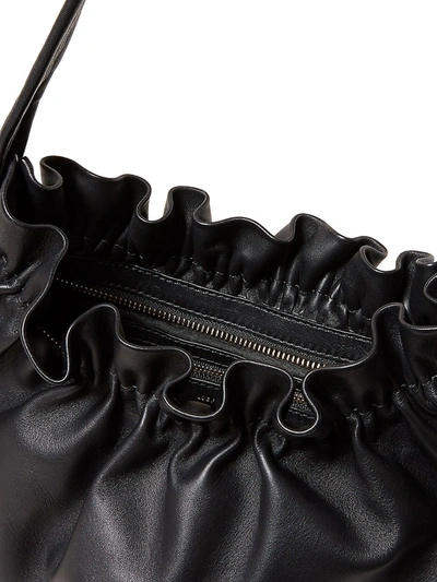Shop Loeffler Randall Alicia Ruched Leather Baguette In Black