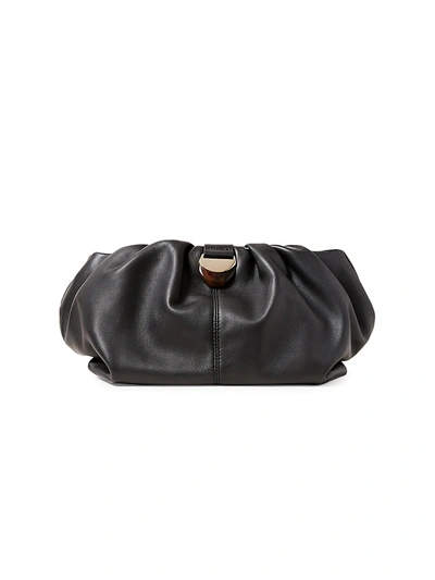 Shop Loeffler Randall Analeigh Ruched Leather Clutch In Black