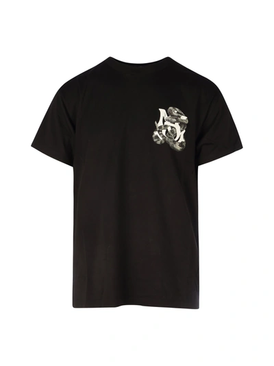 Shop Amiri Snake-print Cotton T-shirt In Black