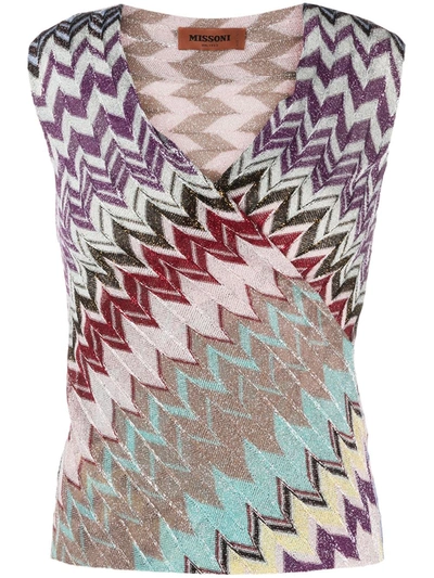 Shop Missoni Zig-zag Knit Tank Top In Pink