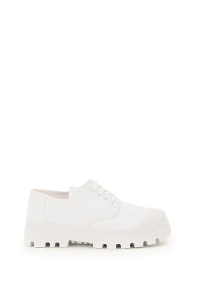 Shop Prada Nylon Gabardine Lace-up Derby Shoes In White