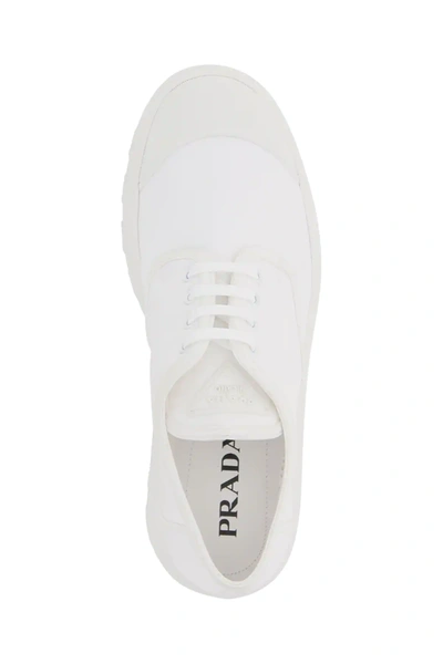 Shop Prada Nylon Gabardine Lace-up Derby Shoes In White