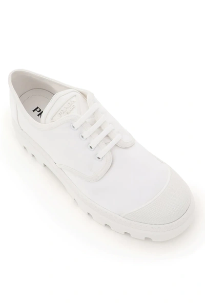 Shop Prada Nylon Gabardine Lace-up Derby Shoes In White