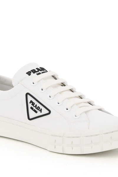 Shop Prada Wheel Re-nylon Sneakers In White