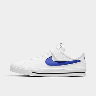 Shop Nike Little Kids' Court Legacy Casual Shoes In White/game Royal/black