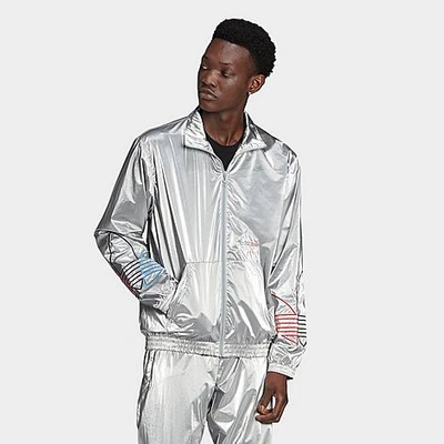 Shop Adidas Originals Adidas Men's Originals Adicolor Tricolor Metallic Track Jacket In Grey/metallic
