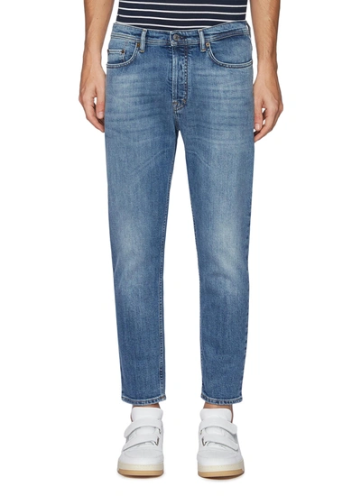 Shop Acne Studios Mid Rise Crop Whiskered Denim Jeans In Blue