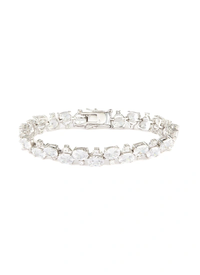 Shop Cz By Kenneth Jay Lane Oval Cubic Zirconia Bracelet In Metallic