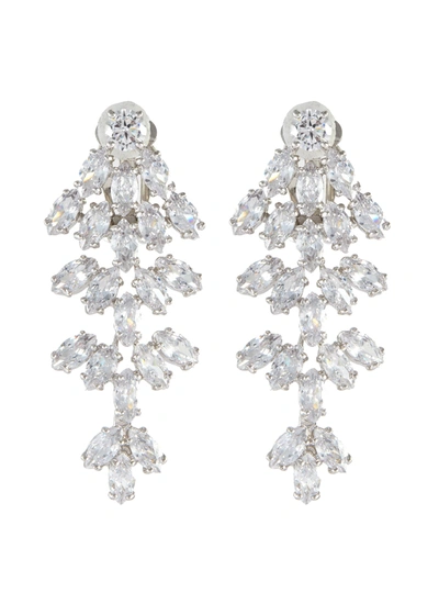 Shop Cz By Kenneth Jay Lane Cluster Marquise Cubic Zirconia Clip Earrings In Metallic