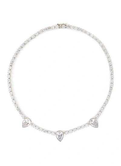 Shop Cz By Kenneth Jay Lane Pear Cubic Zirconia Tennis Necklace In Metallic