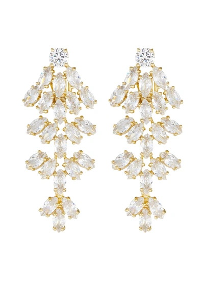 Shop Cz By Kenneth Jay Lane Cluster Marquise Cubic Zirconia Clip Earrings In Metallic