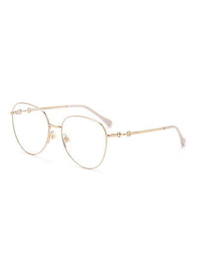 Shop Gucci Round Metal Frame Optical Glasses In Metallic