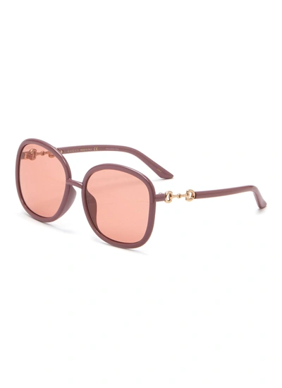 Shop Gucci Square Acetate Frame Sunglasses In Pink
