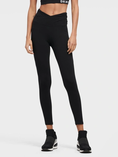 Shop Dkny Women's High Waist Legging With Crossover Waistband - In Black