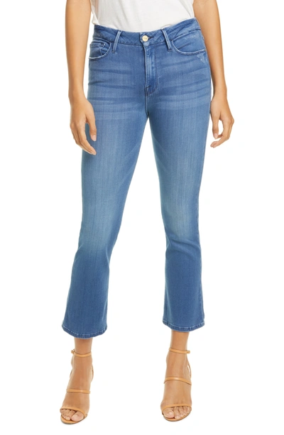 Shop Frame Le Crop High Waist Mini Boot Jeans In Blue Lagoo
