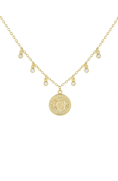 Shop Adinas Jewels Bezel Coin Pendant Necklace In Gold