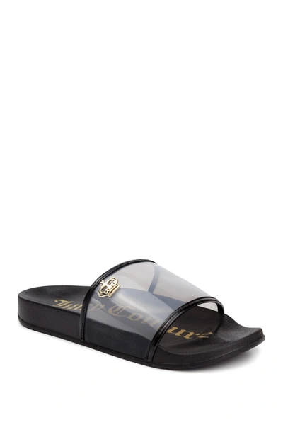 Shop Juicy Couture Wyndows Lucite Slide Sandal In Black Smoke Lucite