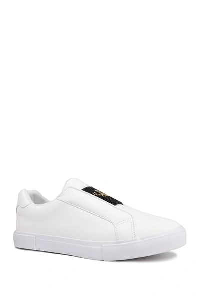 Shop Juicy Couture Celsius Fashion Sneaker In White/blk/gold Trim