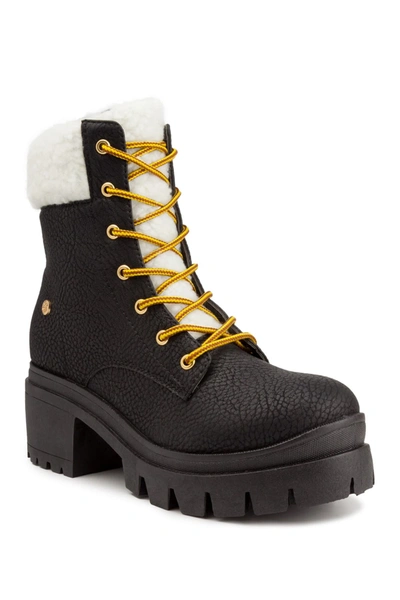 Shop Juicy Couture Ceress Hiker Boot In B-blk Pebb Pu/shearl