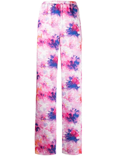 Shop Msgm Floral-print Trousers In Pink