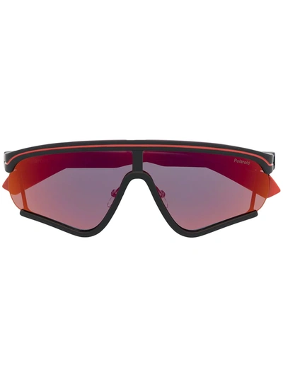 Shop Msgm Oversize-frame Logo-print Sunglasses In Black
