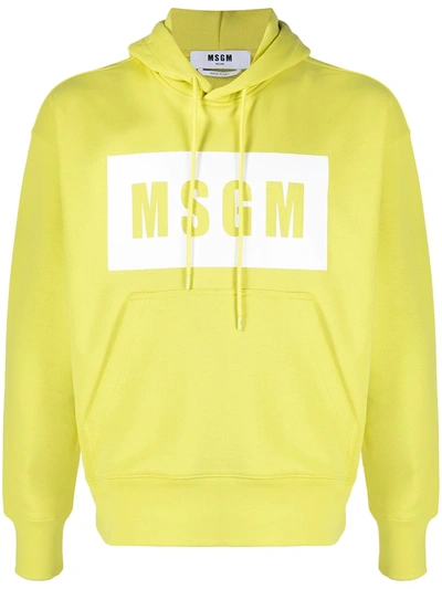 Shop Msgm Logo-print Hoodie In Yellow