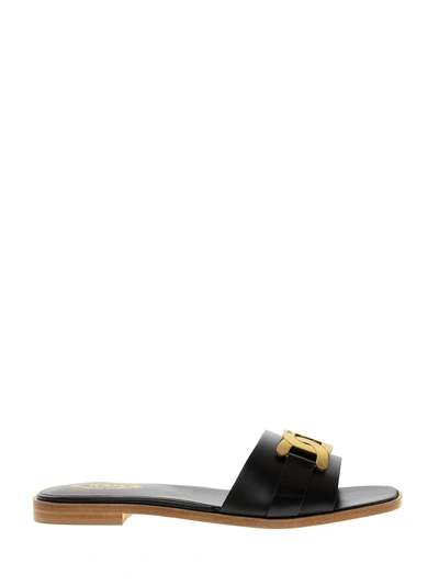 Shop Tod's Sandals In Leather In Black