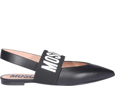 Shop Moschino Logo Ballets In Black