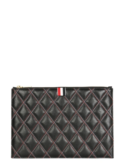 Shop Thom Browne Small Document Holder With Logo In Black