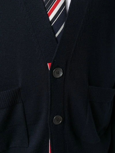 Shop Thom Browne 4-bar Stripe Oversize Cardigan In Blue