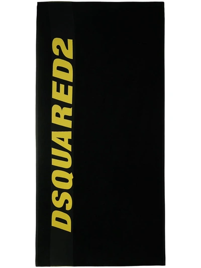 Shop Dsquared2 Logo-jacquard Beach Towel In Black