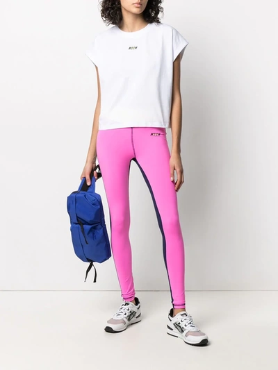 Shop Msgm Colour-block Panelled Leggings In Pink