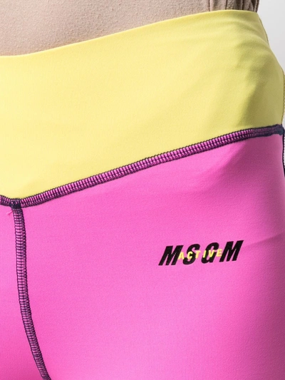 Shop Msgm Colour-block Panelled Leggings In Pink