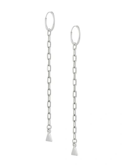 Shop Coup De Coeur Chain Hoop Earrings In Silver