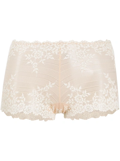 Shop Wacoal Floral Embroidered Boyshort In Nude