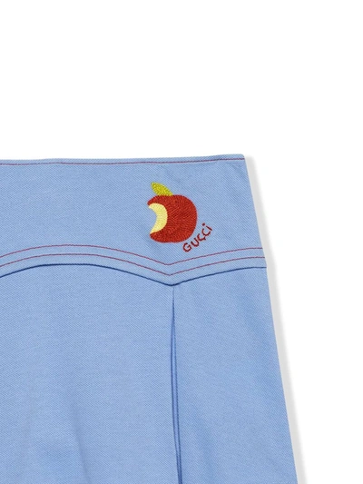 Shop Gucci Apple-embroidered Skirt In Blue