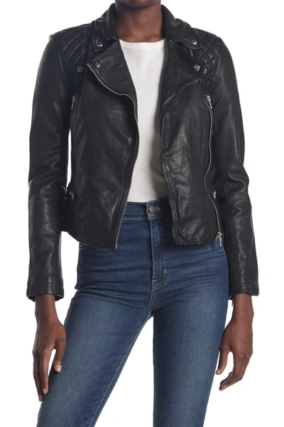 Shop Allsaints Catch Crop Biker Jacket In Black