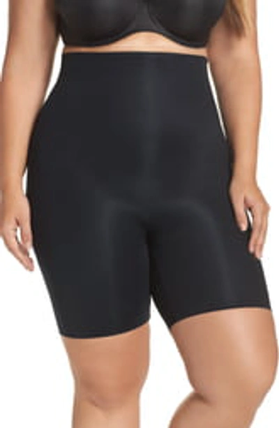 Shop Spanx Power Conceal-her High-waisted Mid-thigh Shorts In Very Black