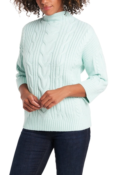 Shop Vince Camuto Cable Stitch Sweater In Sea Mist