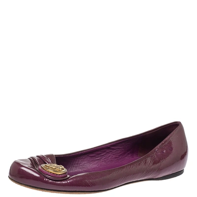 Pre-owned Gucci Purple Patent Leather Ballet Flats Size 35.5